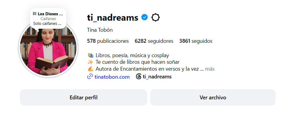 Captura del perfil de Instagram de Tina Tobón, @ti_nadreams