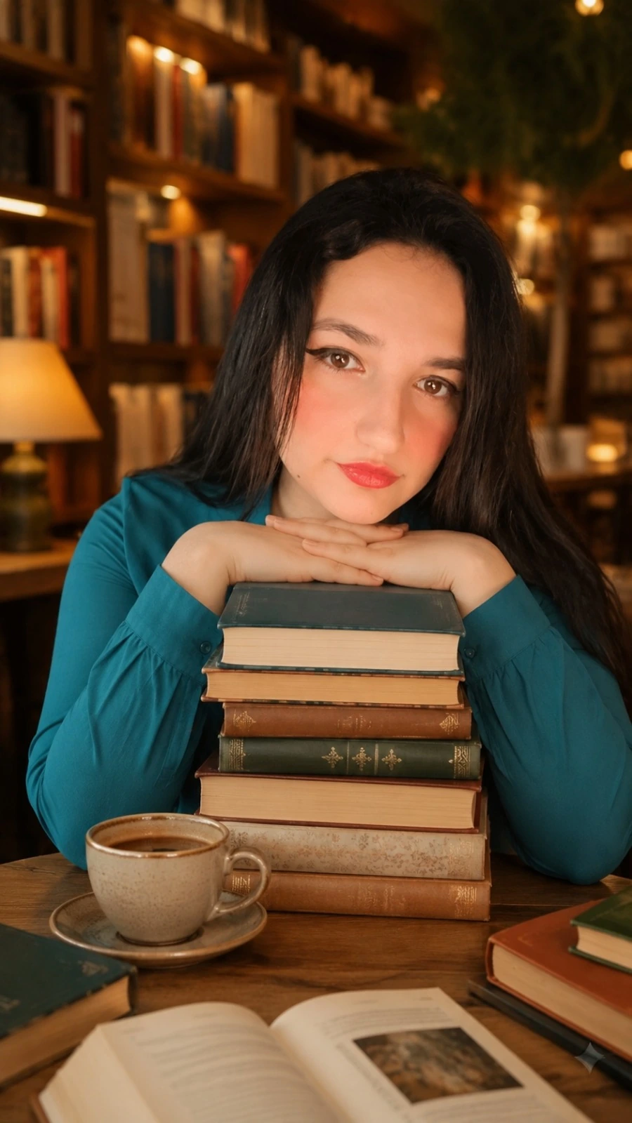 Tina Tobón leyendo